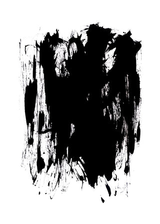 Abstract black paint strokes on a white background, featured on the "As long as it is black" poster.