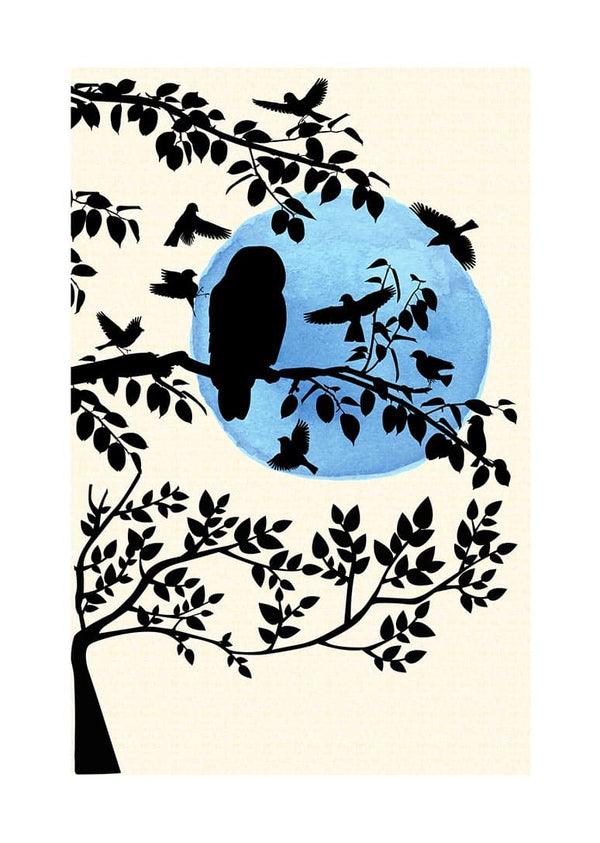 Wintermorgen und Vögel Poster