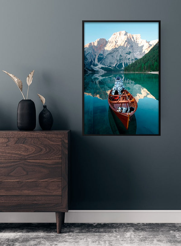 Astronaut on lake poster