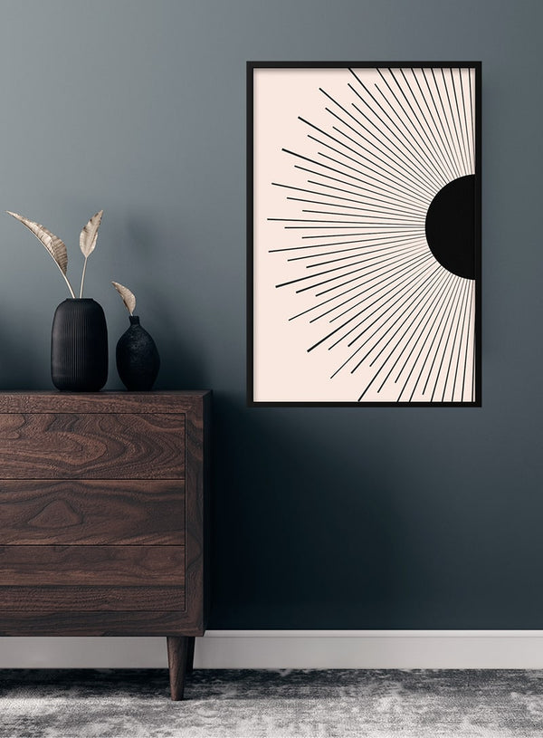 black sunrise kunst poster til stuen