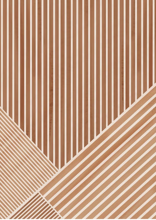Abstract art poster with brown and white lines in geometric patterns, perfect for living room decor.