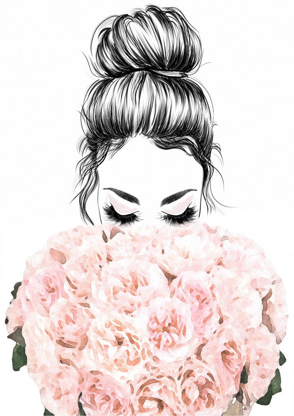 Frau und Blumen Poster
