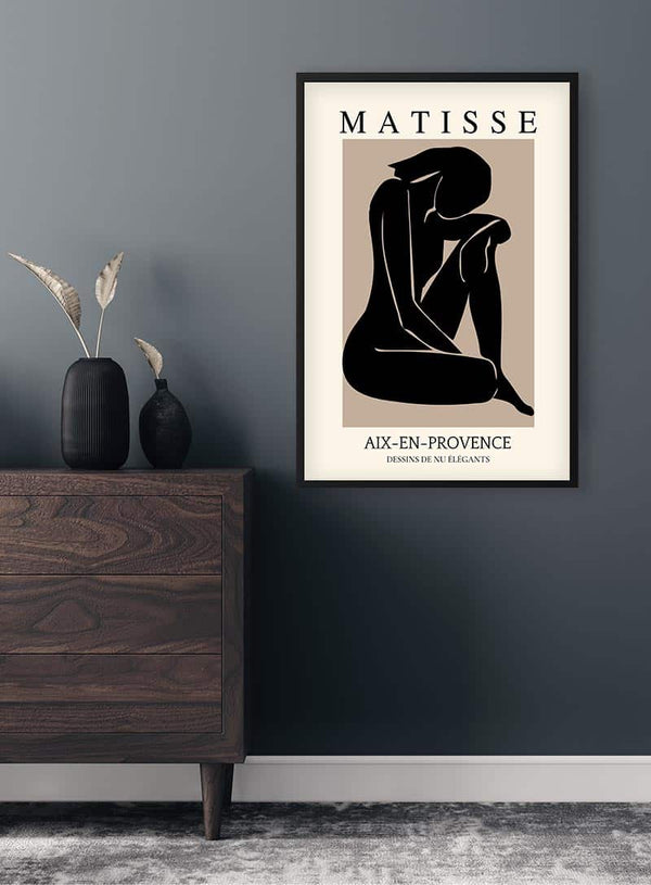 Matisse inspiriertes schwarzes Aktposter