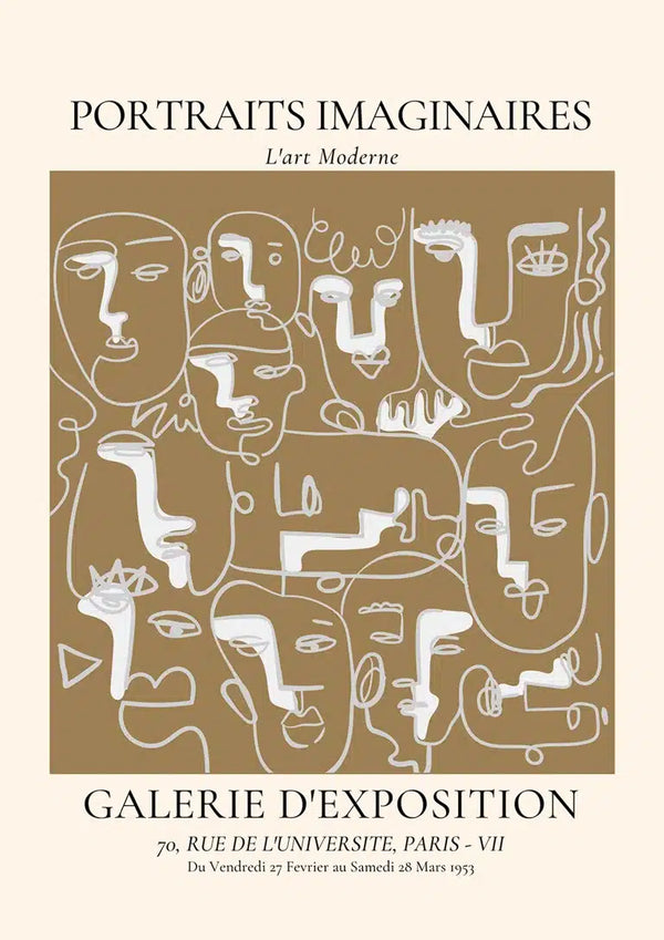 Portraits Imaginaires Brown Poster