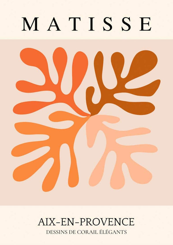 Von Matisse inspiriertes Poster mit orangefarbener Blume