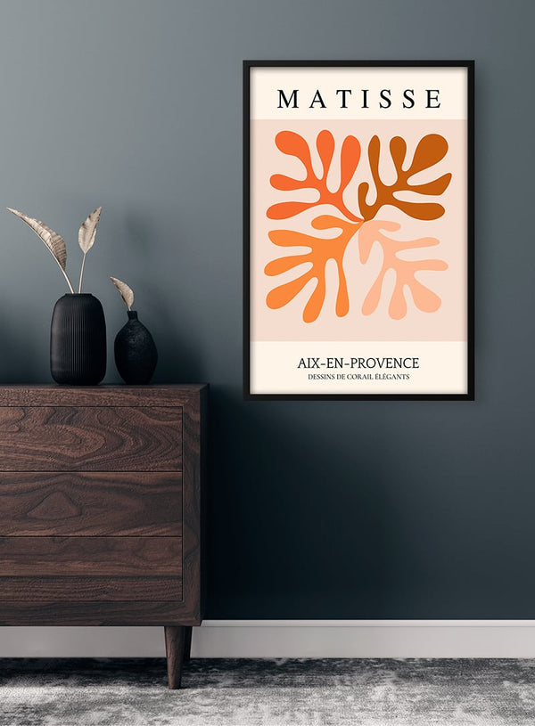 Von Matisse inspiriertes Poster mit orangefarbener Blume
