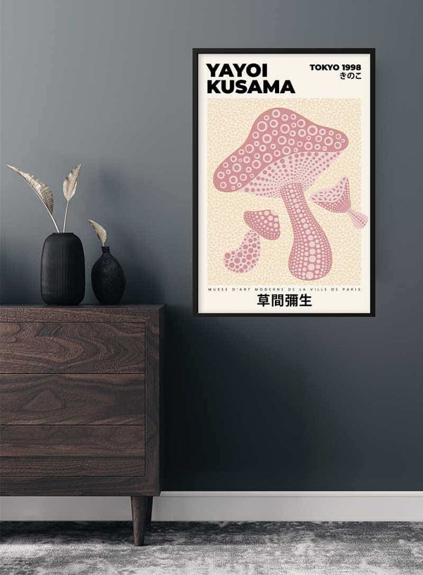 Yayoi Kusama Pink Mushroom Poster