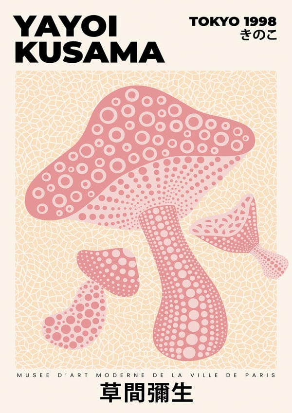 Yayoi Kusama Pink Mushroom Poster