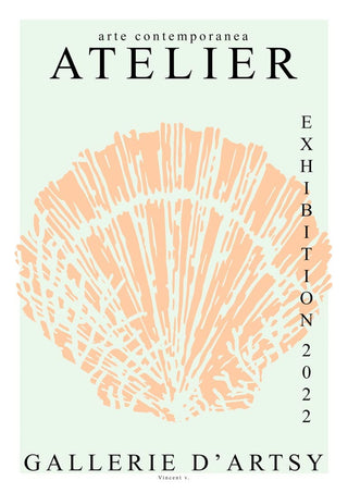 Art Shell 2022 poster by Vincent V featuring a stylized shell and exhibition details for Gallerie D'Artsy.