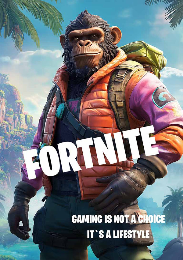Fortnite Monkey Gamer Plakat