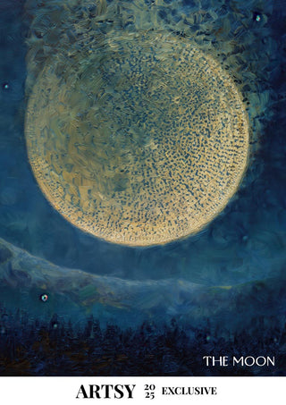 Abstract depiction of the moon against a blue night sky, featured on The Moon by Martin Zen product page.