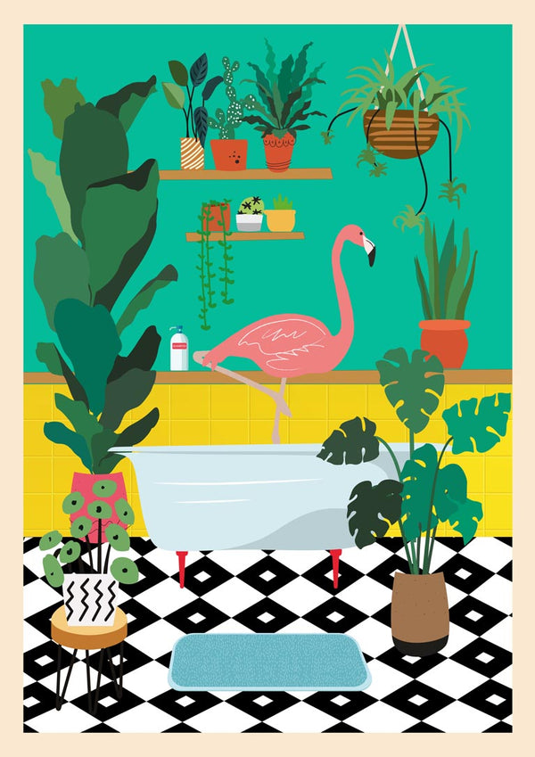 Flamingo Bathtime - Wallchart
