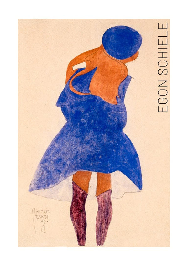 Standing Girl, Back View (1908) by Egon Schiele kunstposter
