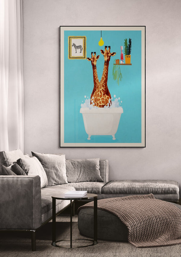 Giraffes In Bath - Wallchart