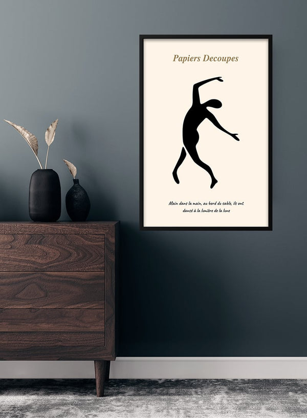 Poster mit schwarzer Tänzerin, inspiriert von der französischen Kunst