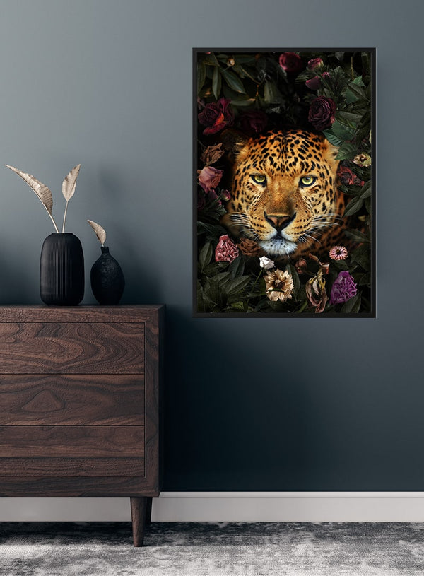 Poster „Leopard mit Blume“