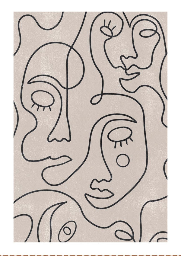 Strichzeichnungen Gesichter Kunstposter