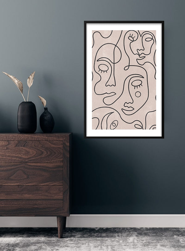 Strichzeichnungen Gesichter Kunstposter