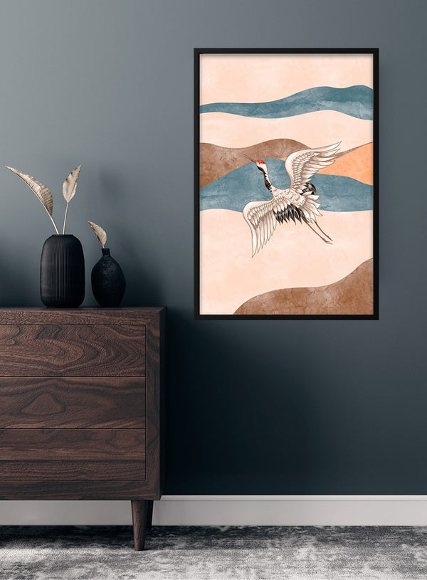 japanisches Kranich-Kunstposter