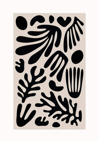 Schwarze Korallen auf grauem Poster