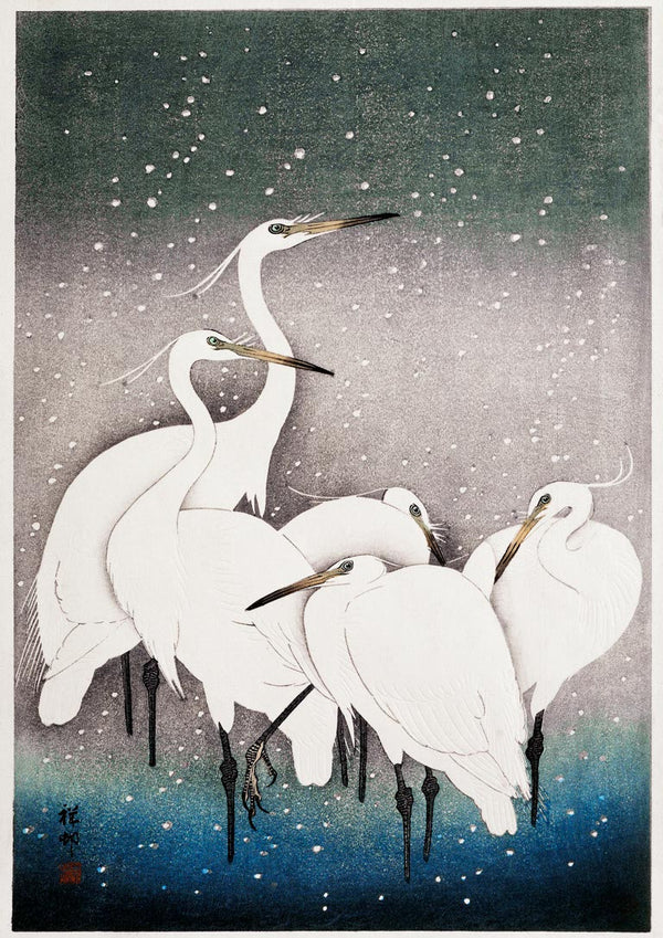 Gruppe von Reihern - Ohara Koson Poster