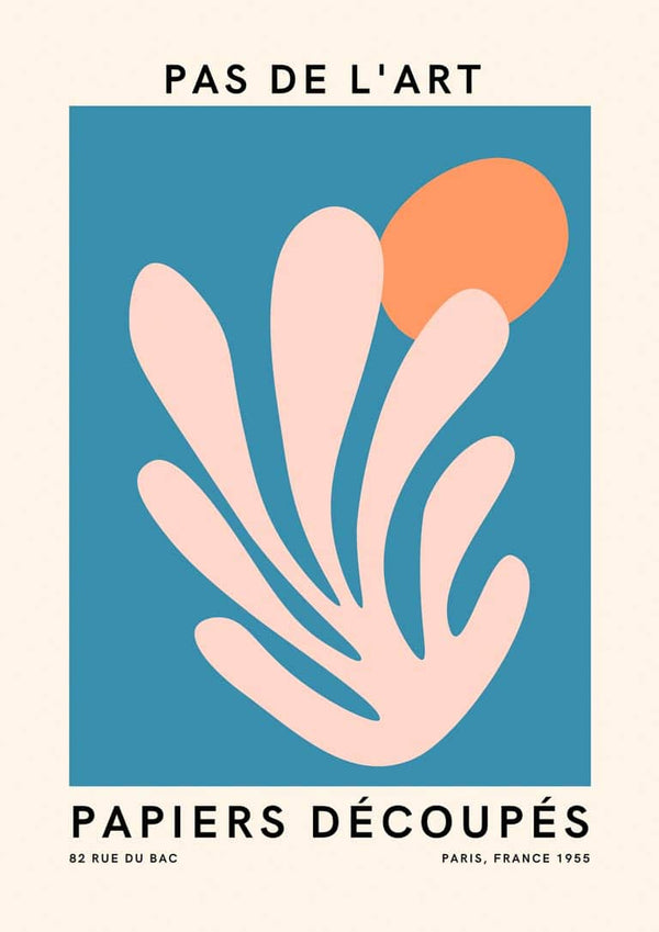 Von französischer Kunst inspiriertes Pink auf Blau Poster