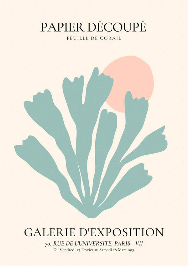 Pastellblaues Korallen-Decoupé-Poster