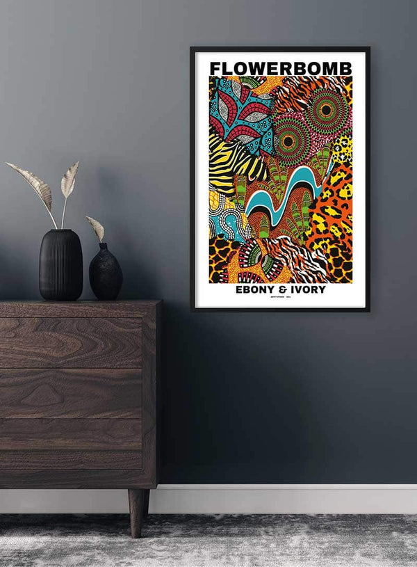 Flowerbomb Ebenholz &amp; Elfenbein Poster