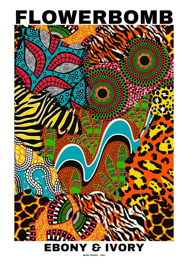 Flowerbomb Ebenholz &amp; Elfenbein Poster