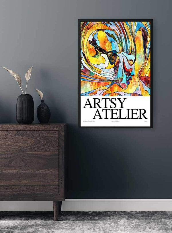 Gelbes künstlerisches Collage-Poster