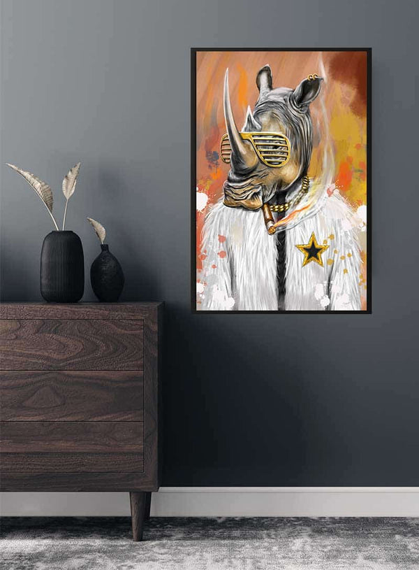 Smoking Rhino Poster