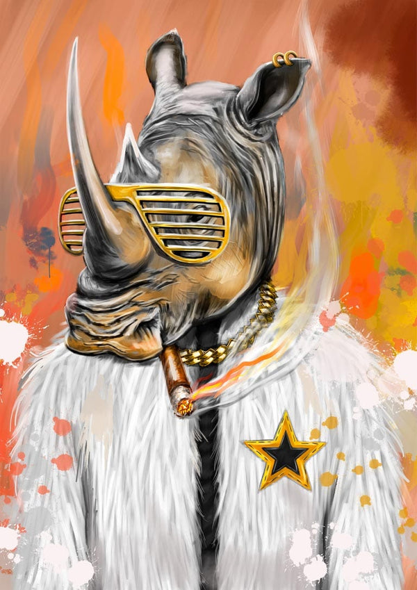 Smoking Rhino Poster