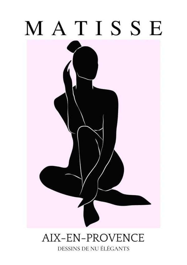 Von Matisse inspiriertes Pink &amp; Schwarz Poster