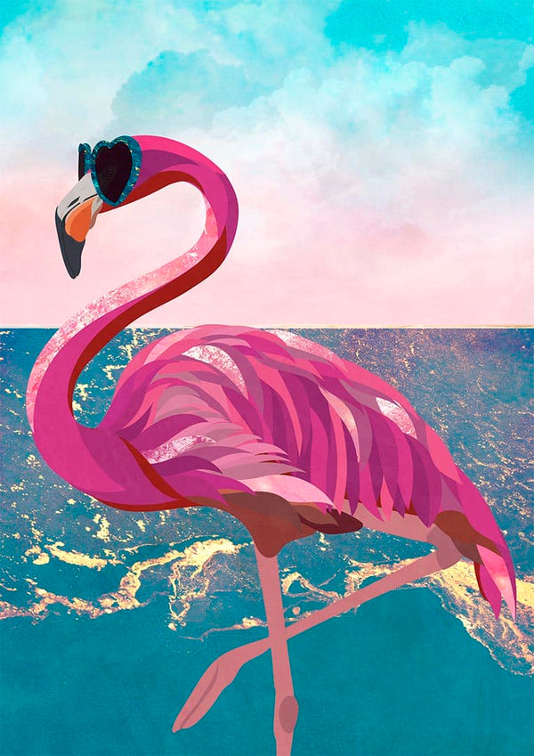 Flamingo geht zum Strand