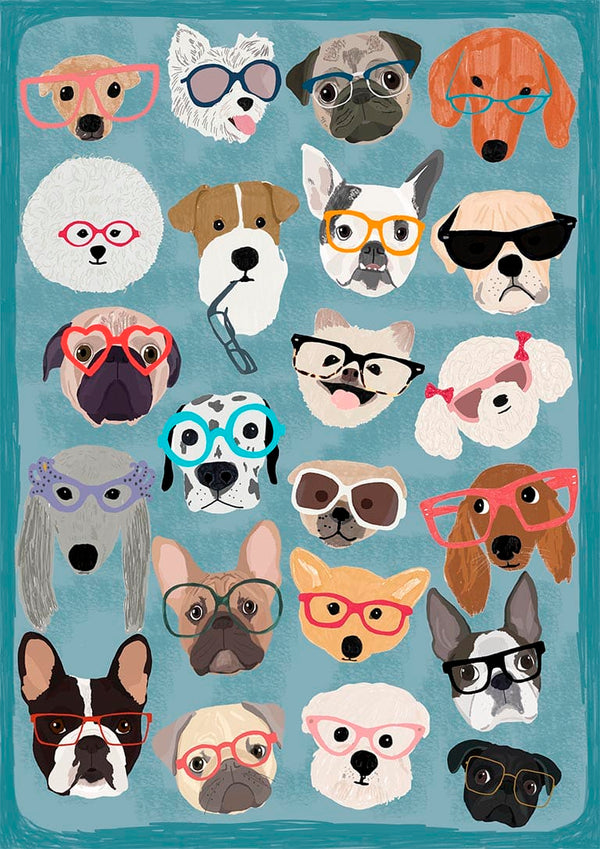 Puzzle, Hunde, In, Brille