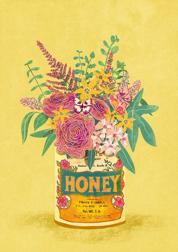 Blumen in einer Vintage-Honigdose - Raissa Oltmanns