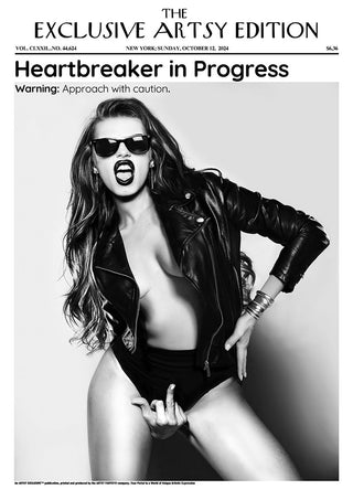 Stylish woman in sunglasses and leather jacket poses confidently for Heartbreaker in Progress Artsy Edition cover.