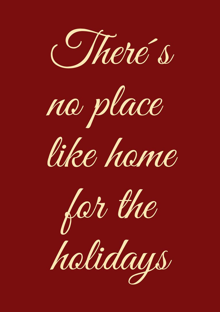 No Place Like Home Christmas Wall Poster Red Cream – ARTSY FARTSY®