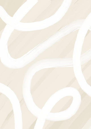 Abstract beige artwork with soft white swirling lines, featured as Calm Gesture by Yuli on the product page.