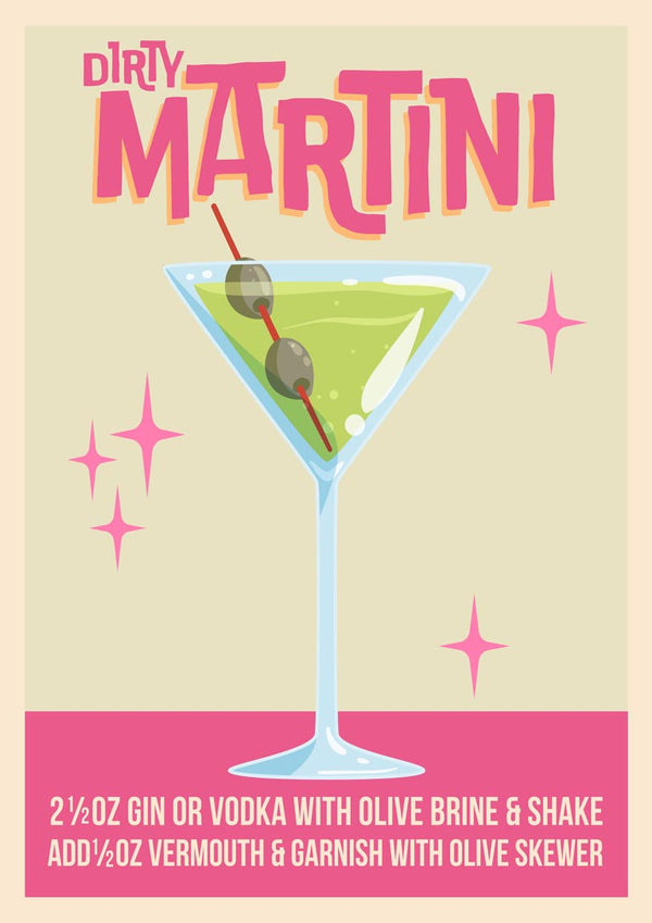 Dirty Martini Cocktail - Wallchart