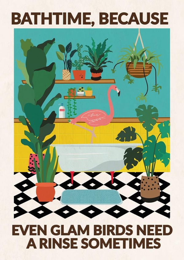 Cheeky Flamingo Bathtime - Wallchart