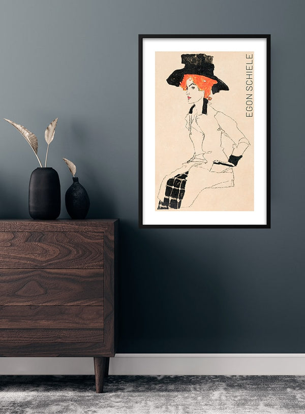 Porträt einer Frau (1910) von Egon Schiele Kunstposter