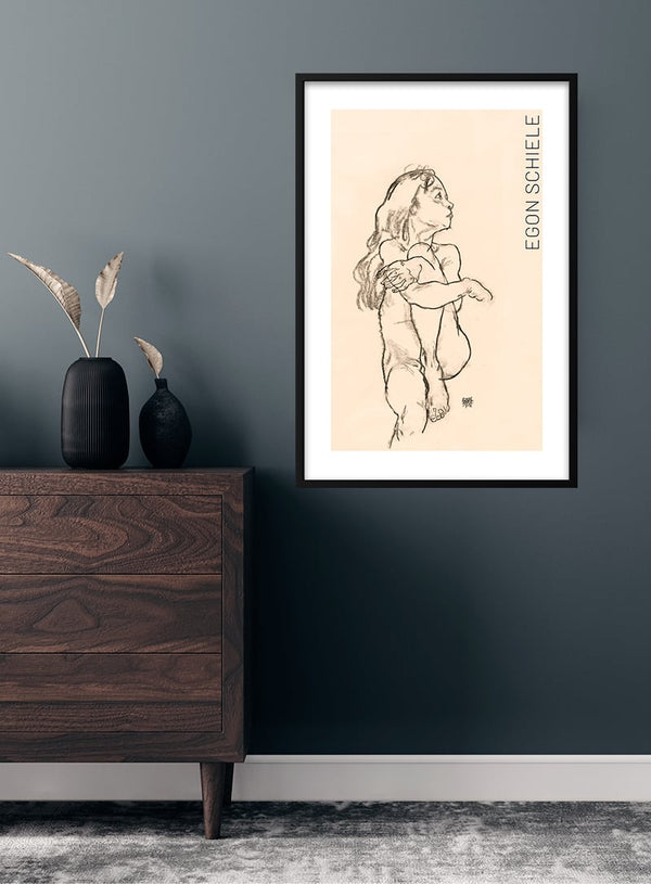 Sitzender Mädchenakt, das linke Knie umklammernd (1918) von Egon Schiele