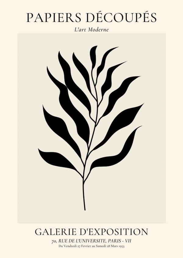 Schwarzes Blatt-Poster, inspiriert von französischer Kunst
