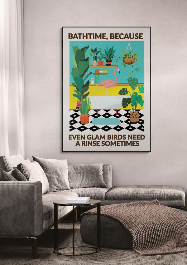 Cheeky Flamingo Bathtime - Wallchart